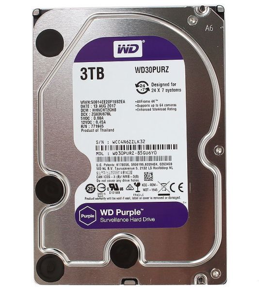 Жесткий диск WD Purple WD30PURZ,  3Тб,  HDD,  SATA III,  3.5"